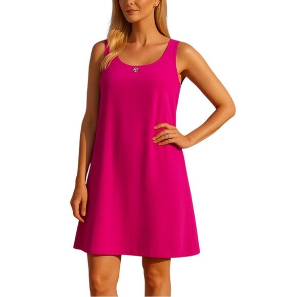 Chloe + Rene Hot Pink Sleeveless Dress Size Medium - Picture 1 of 11